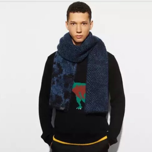 NEW, Coach 1941, Limited Edition Camo Print Knit Mohair Wool Scarf - Picture 1 of 16